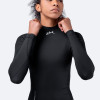 Ženski črni eko spandex top z dolgimi rokavi