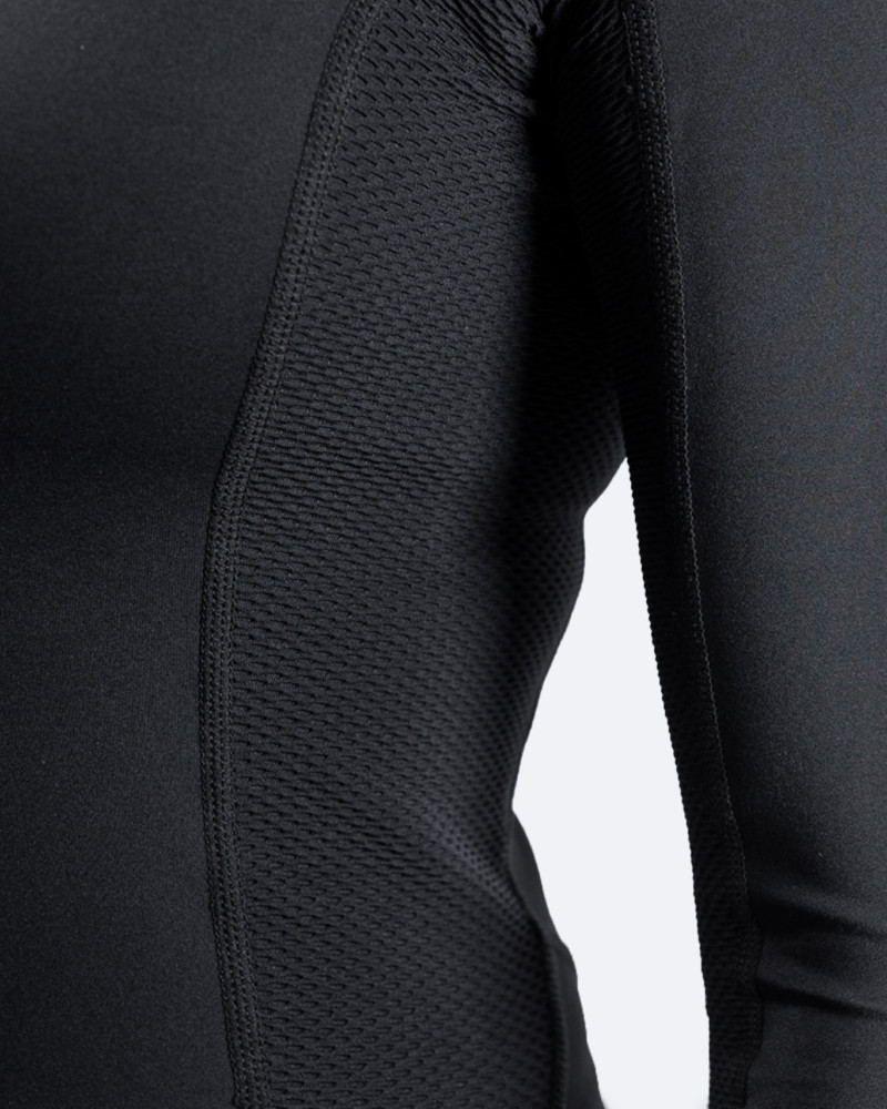 Ženski črni eko spandex top z dolgimi rokavi