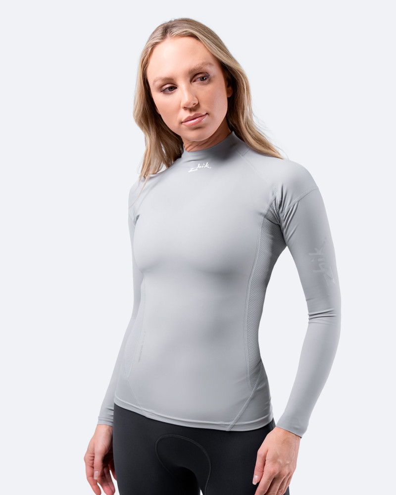Ženski platinasti eko spandex top z dolgimi rokavi