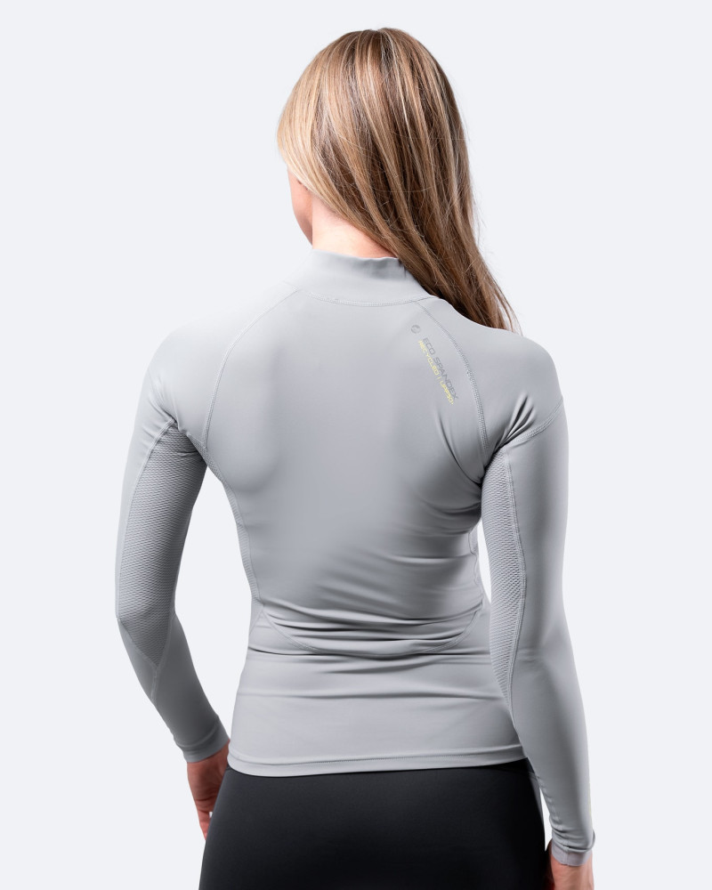 Ženski platinasti eko spandex top z dolgimi rokavi