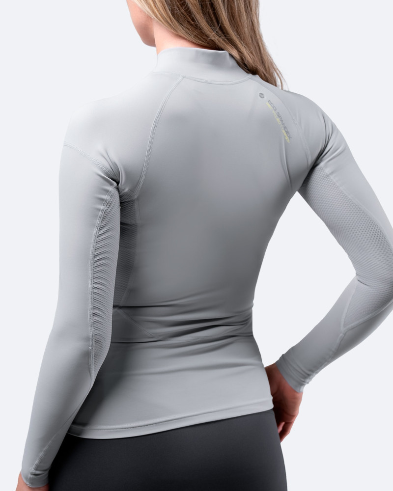 Ženski platinasti eko spandex top z dolgimi rokavi