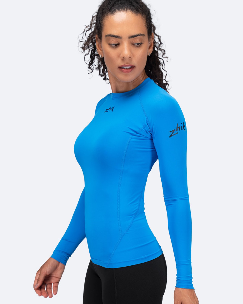 Ženski Eco Spandex LT dolgi rokavi Baselayer - cijan