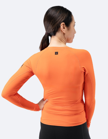 Ženski Eco Spandex LT osnovni top z dolgimi rokavi - ognjeno rdeč