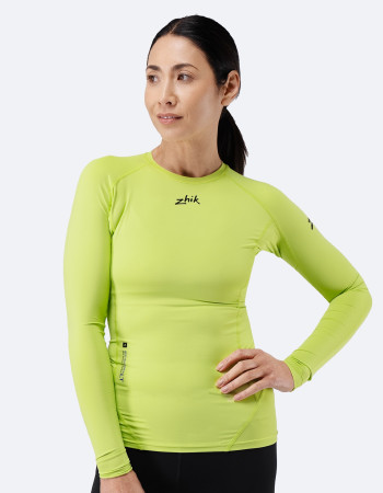 Ženski Eco Spandex LT osnovni top z dolgimi rokavi, limeta