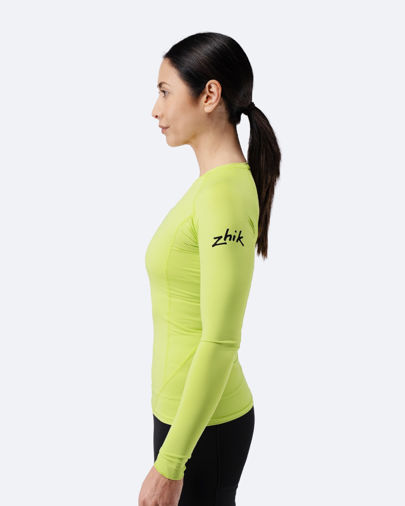 Ženski Eco Spandex LT osnovni top z dolgimi rokavi, limeta