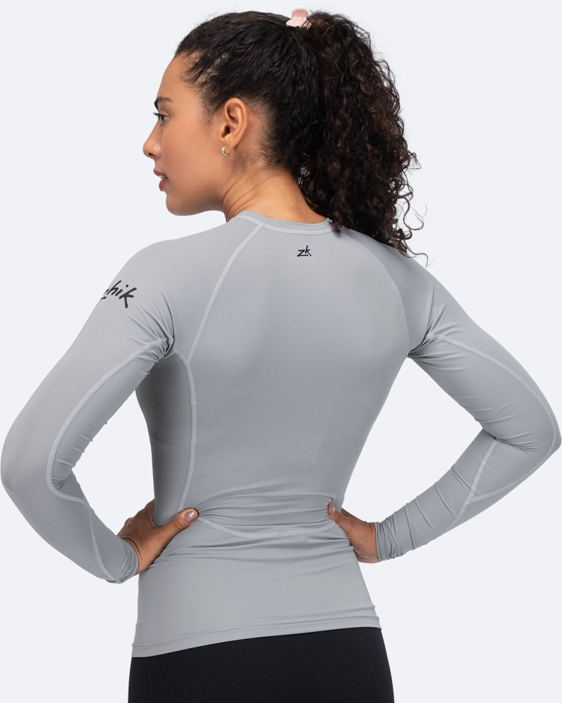 Ženski Eco Spandex LT osnovni top z dolgimi rokavi - platinast