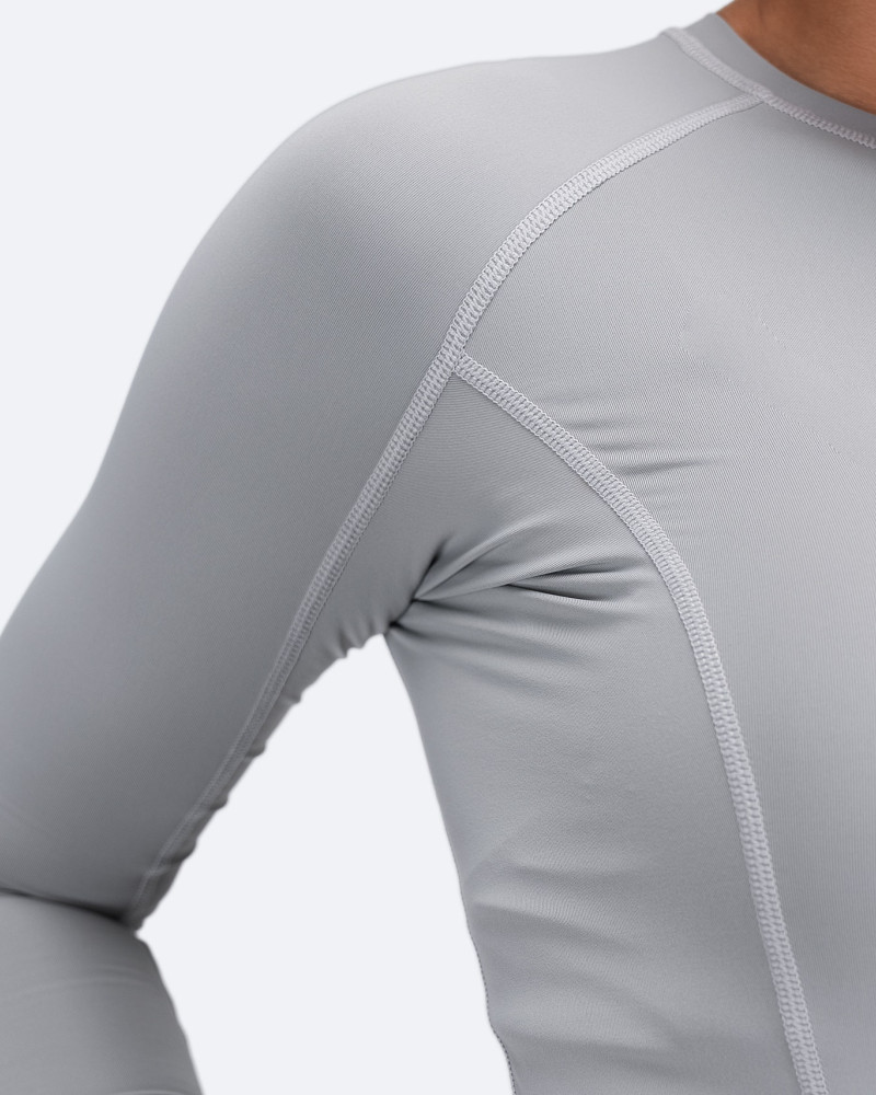 Ženski Eco Spandex LT osnovni top z dolgimi rokavi - platinast