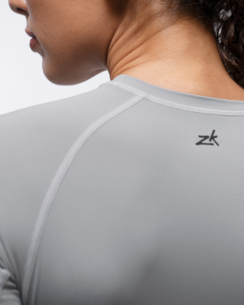 Ženski Eco Spandex LT osnovni top z dolgimi rokavi - platinast