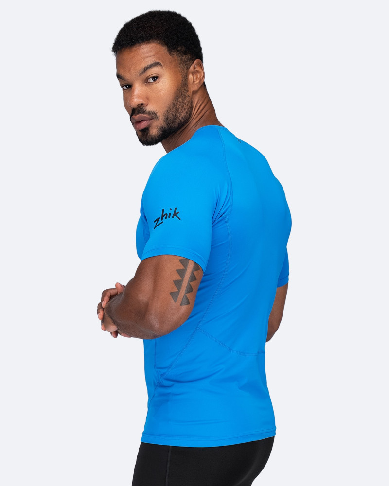 Moški Eco Spandex LT kratki rokavi osnovni top - cijan