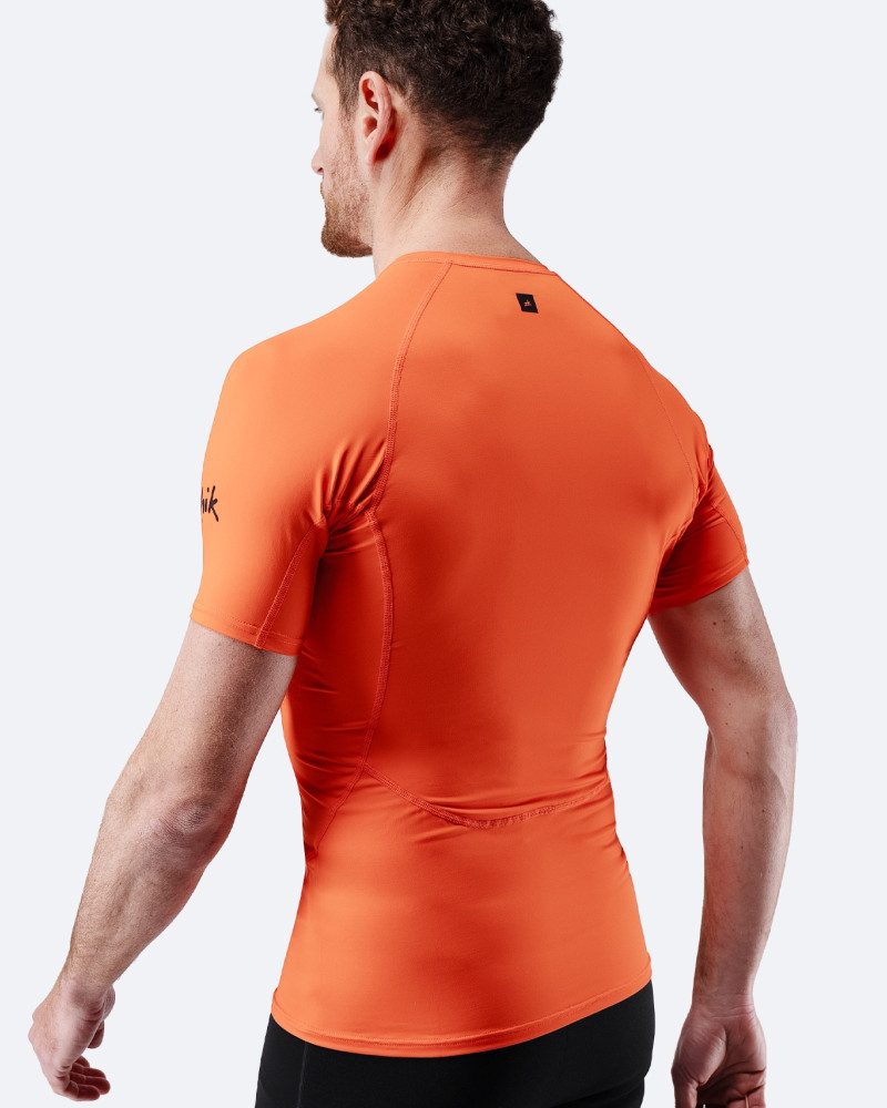 Moški Eco Spandex LT kratki rokavi osnovni top - ognjeno rdeč