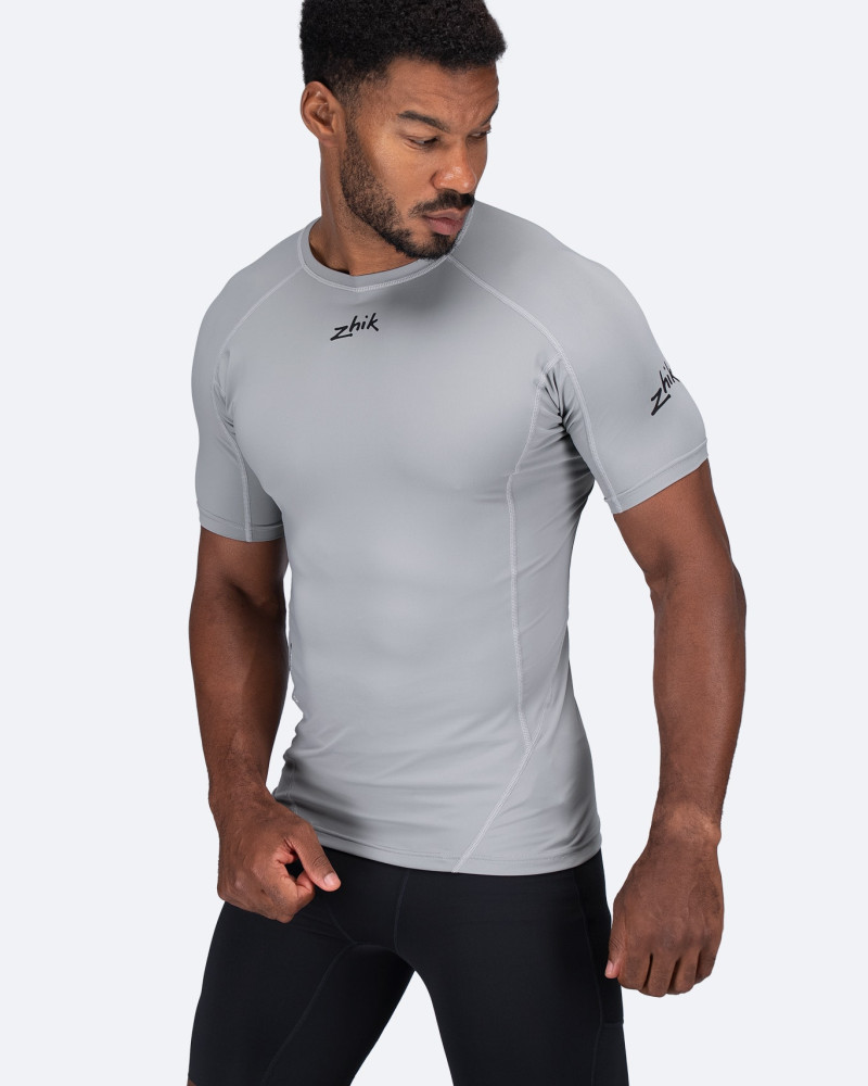 Moški Eco Spandex LT kratki rokavi osnovni top - platinast