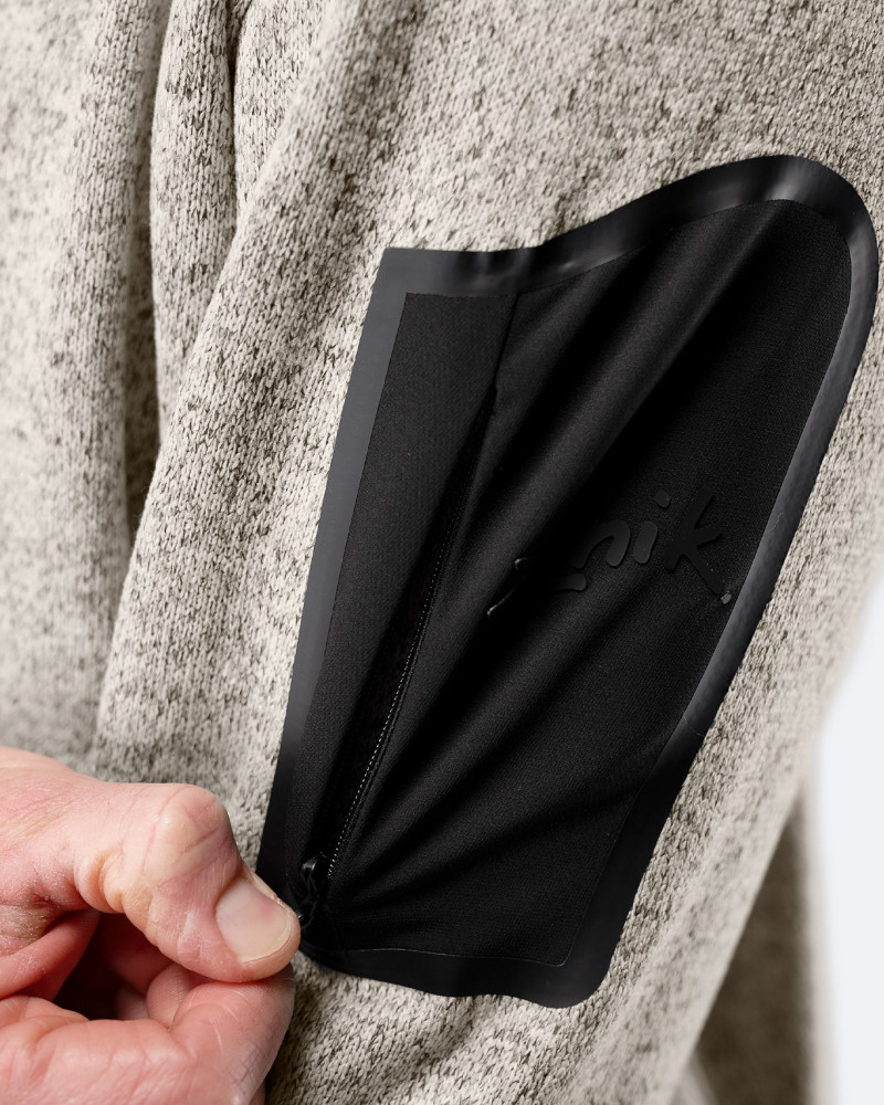 Moška pletena flis jakna - svetlo siva marle